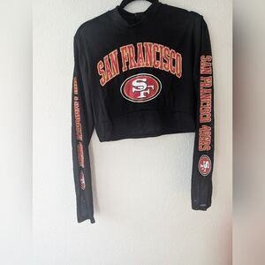 San Francisco 49ers Black Long Sleeve Crop Top